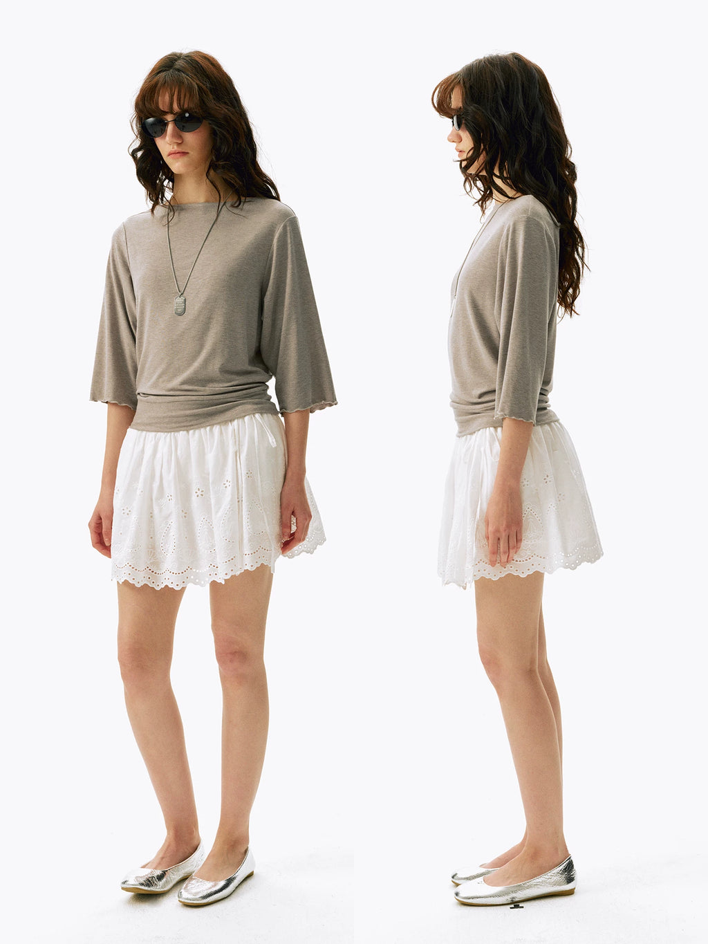 Three-Quarter Sleeve Boat Neck Tee