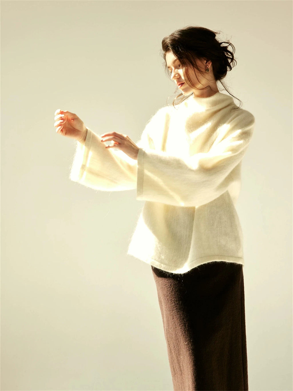 Mohair Curved Sleeve Pullover