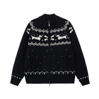 Fair Isle Dachshund Zip-Up Sweater