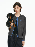 Embroidered Dachshund Knit Cardigan