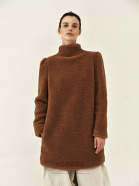 Wool Shearling High-Neck Coat