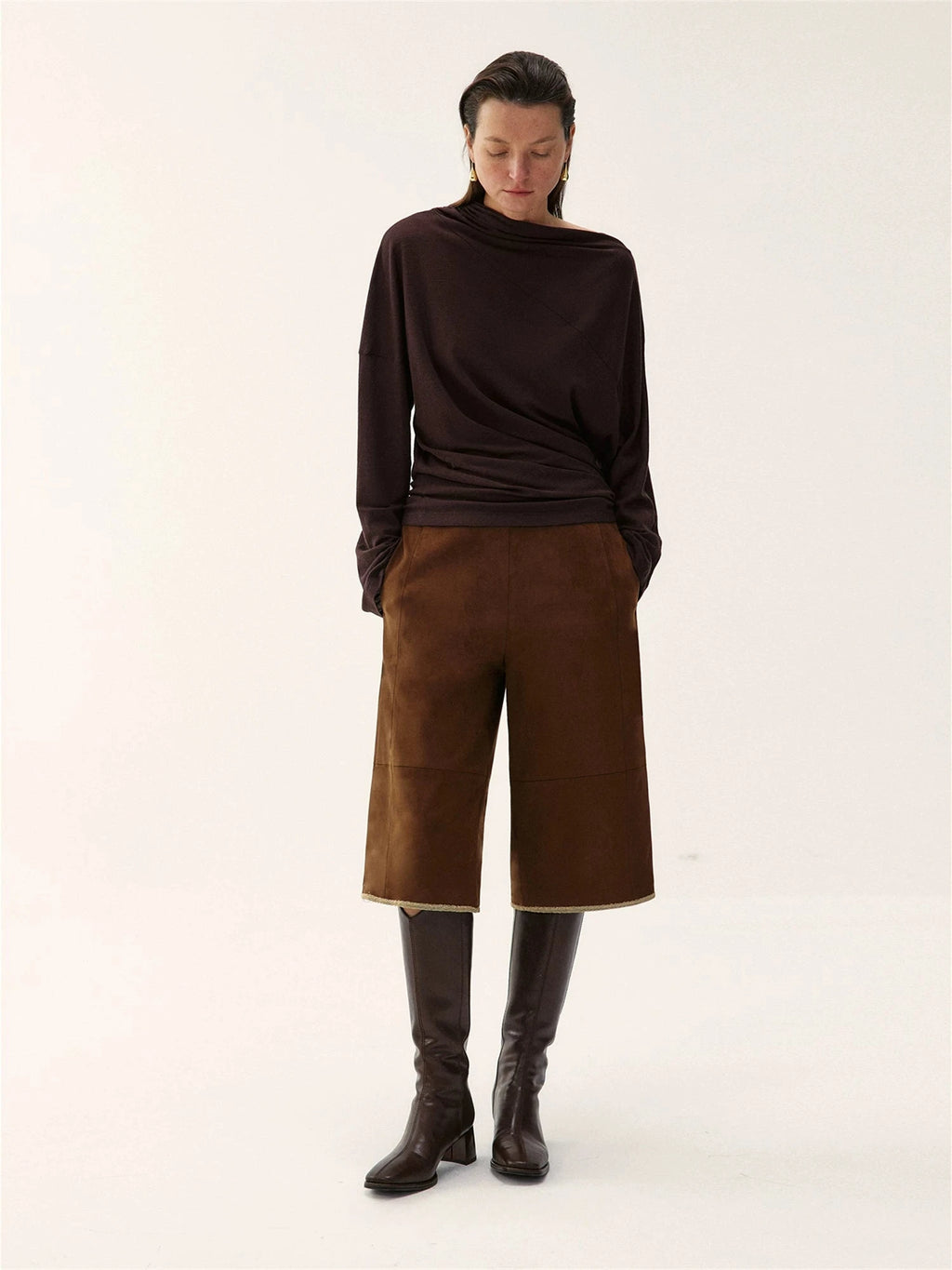 Suede Patchwork Culotte Shorts