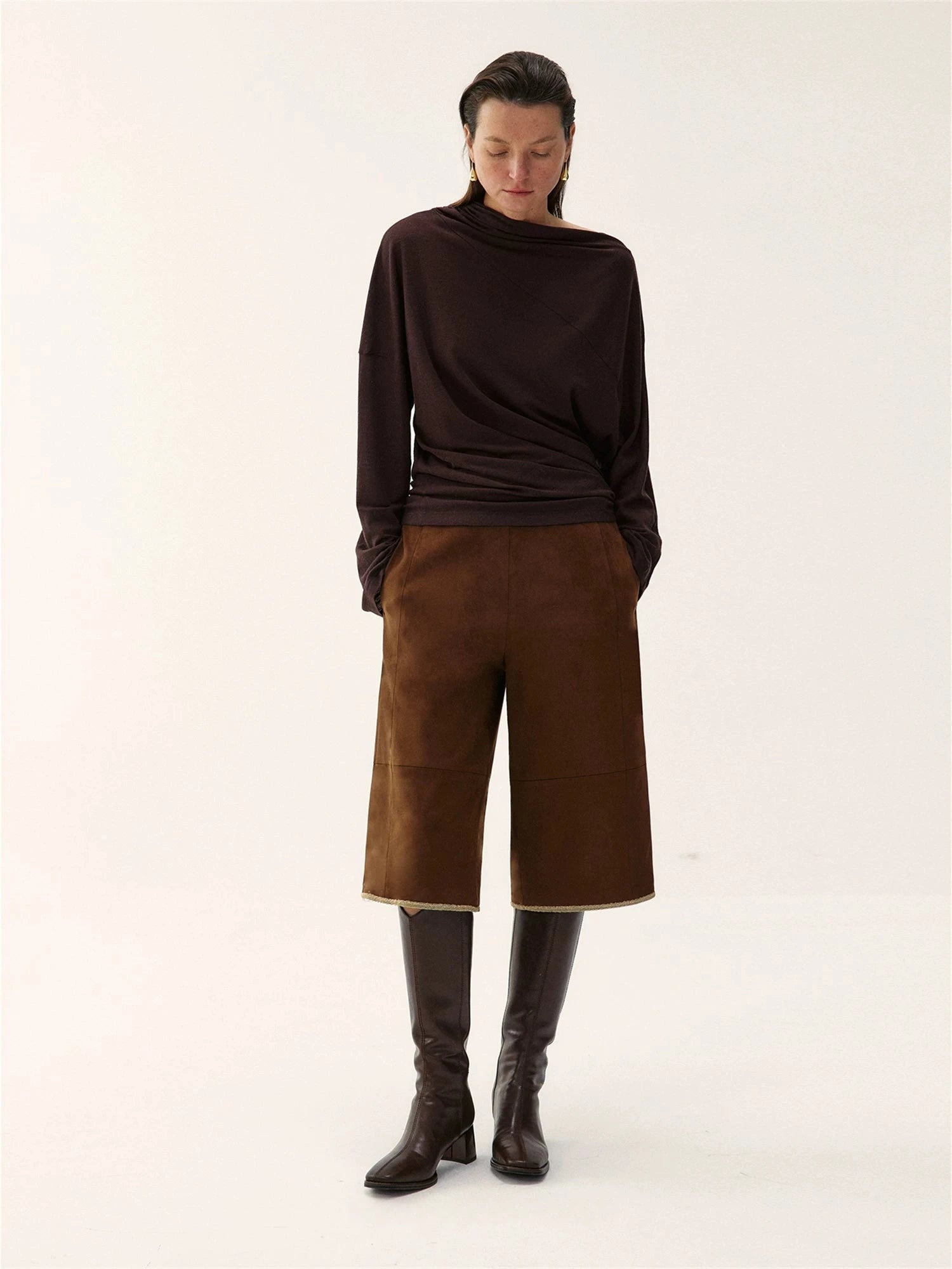 Suede Patchwork Culotte Shorts
