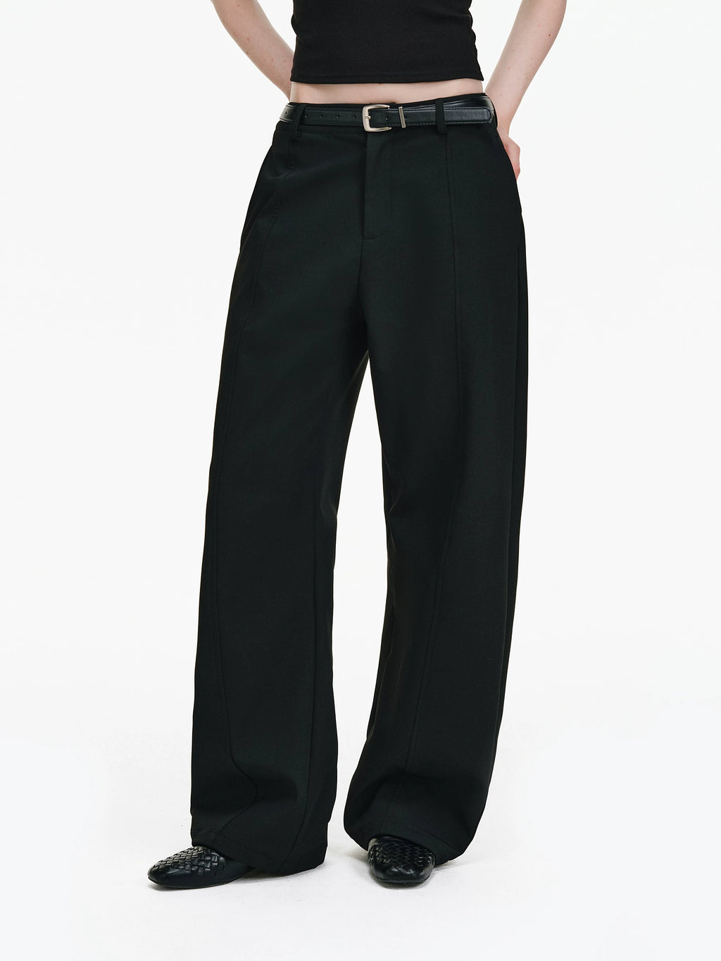 High-Waisted Tailored Wide-Leg Trousers
