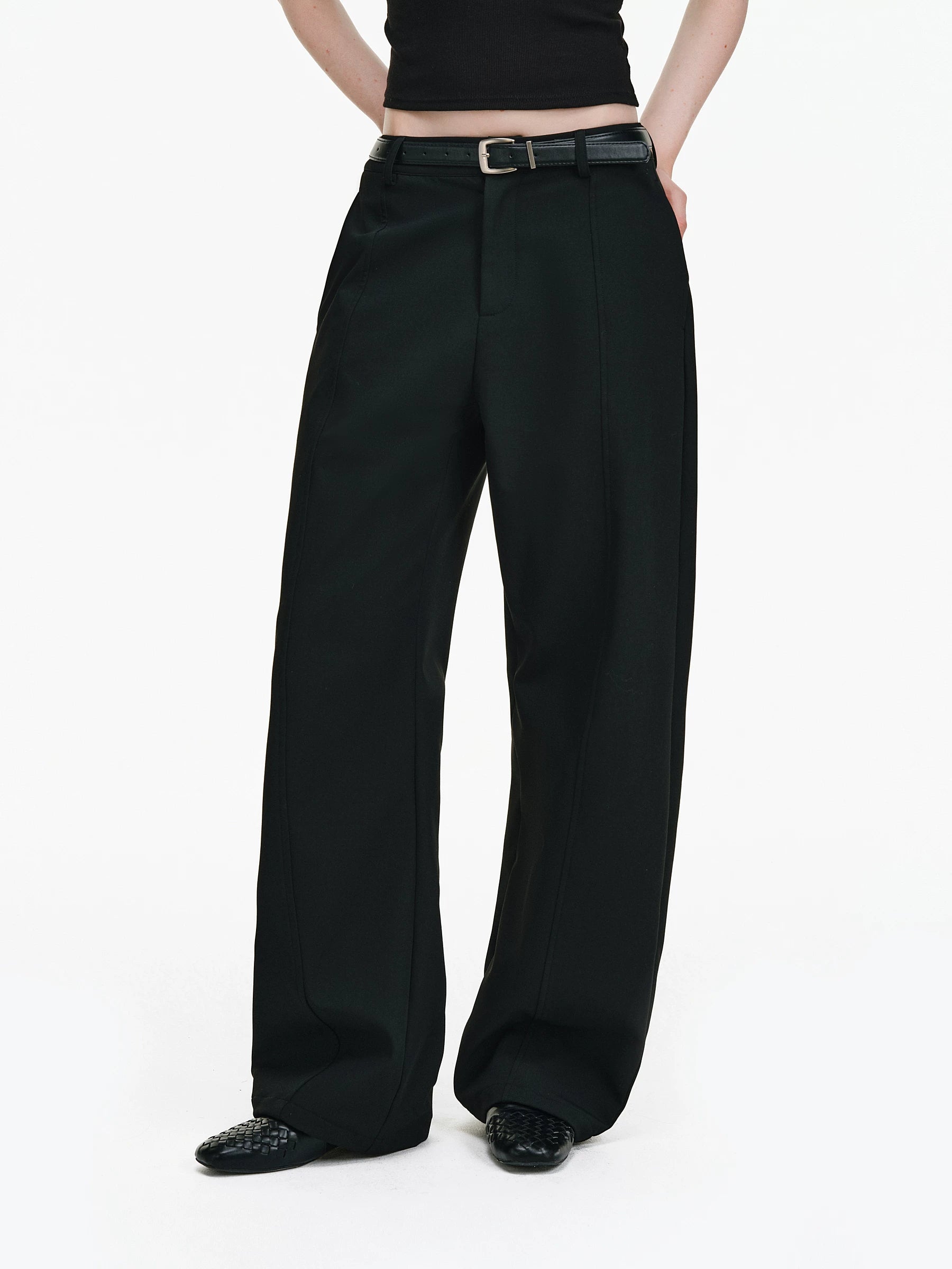 High-Waisted Tailored Wide-Leg Trousers