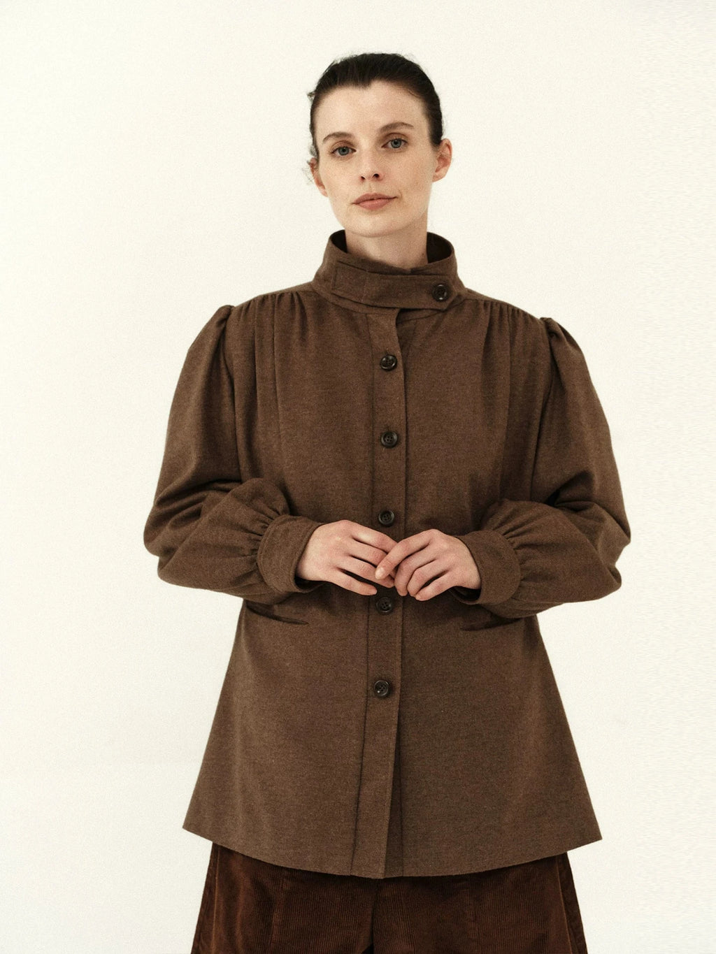 Wool Blend Pleated Shoulder Jacket
