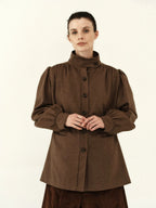 Wool Blend Pleated Shoulder Jacket