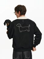 Embroidered Puppy Polo Sweatshirt