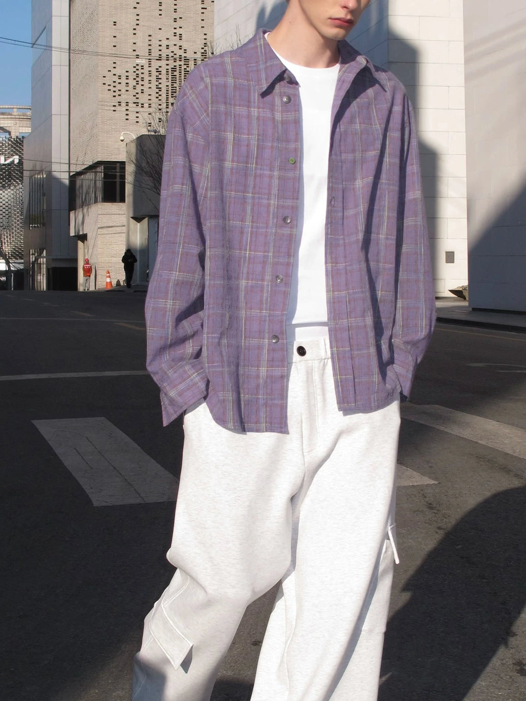 Oversized Plaid Button-Down Shirt