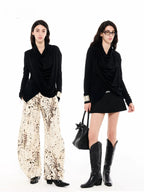 Draped Tencel Sculptural Long-Sleeve Top