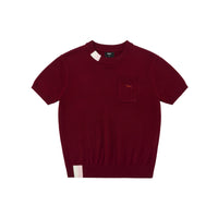 Wool Blend Embroidered Pocket Knit Top