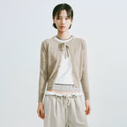 Fringed Wool Blend Tie-Front Cardigan
