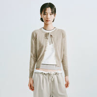 Fringed Wool Blend Tie-Front Cardigan