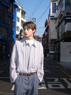 Textured Oversized Button-Down Shirt