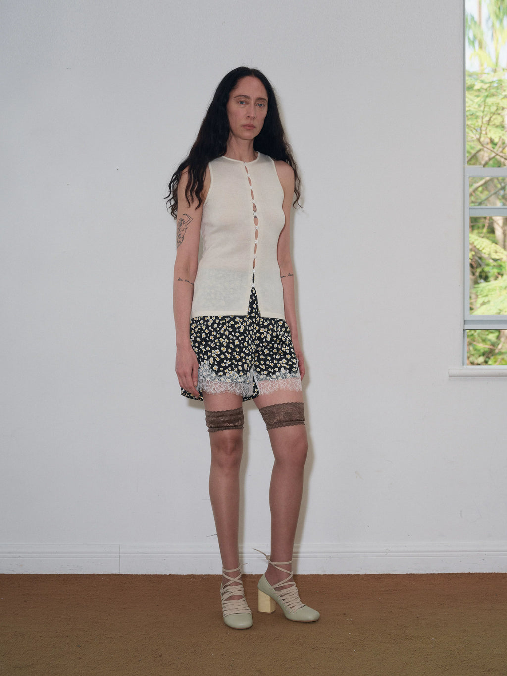 Ribbed Wool Button-Front Tank