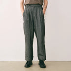 Pleated Striped Linen Trousers