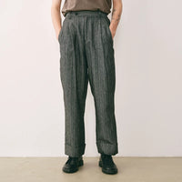 Pleated Striped Linen Trousers