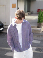 Oversized Plaid Button-Down Shirt