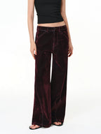 Flocked Velvet Wide-Leg Trousers