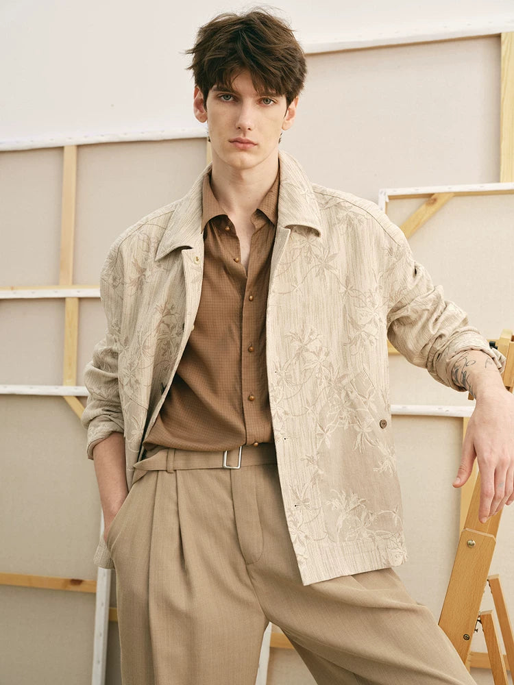 Silk Blend Textured Button-Down Shirt