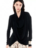 Draped Tencel Sculptural Long-Sleeve Top