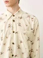 Cotton Bird Print Button-Down Shirt