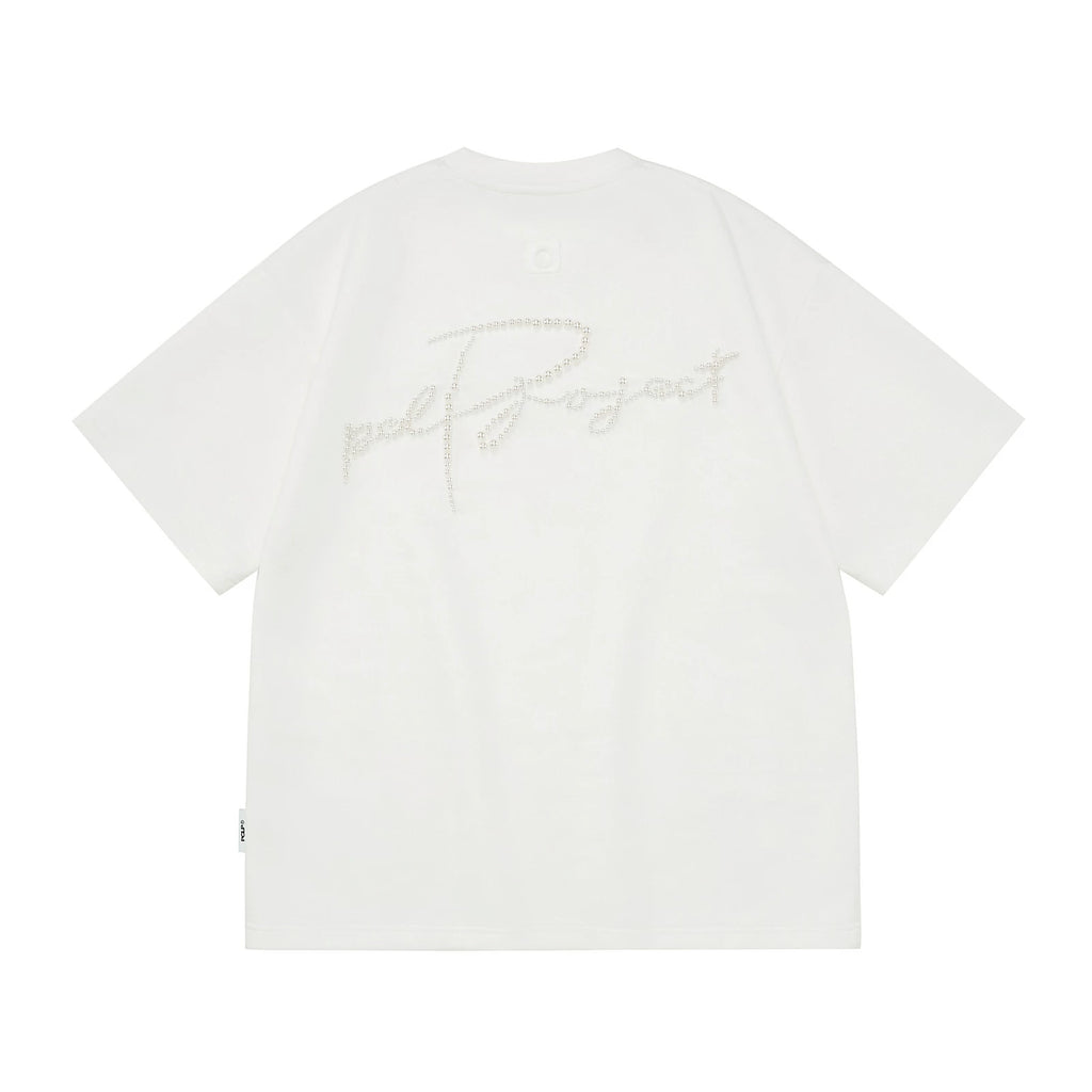 Faux Suede Pearl Embellished T-Shirt
