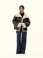 Oversized Shearling-Lined Leather Coat