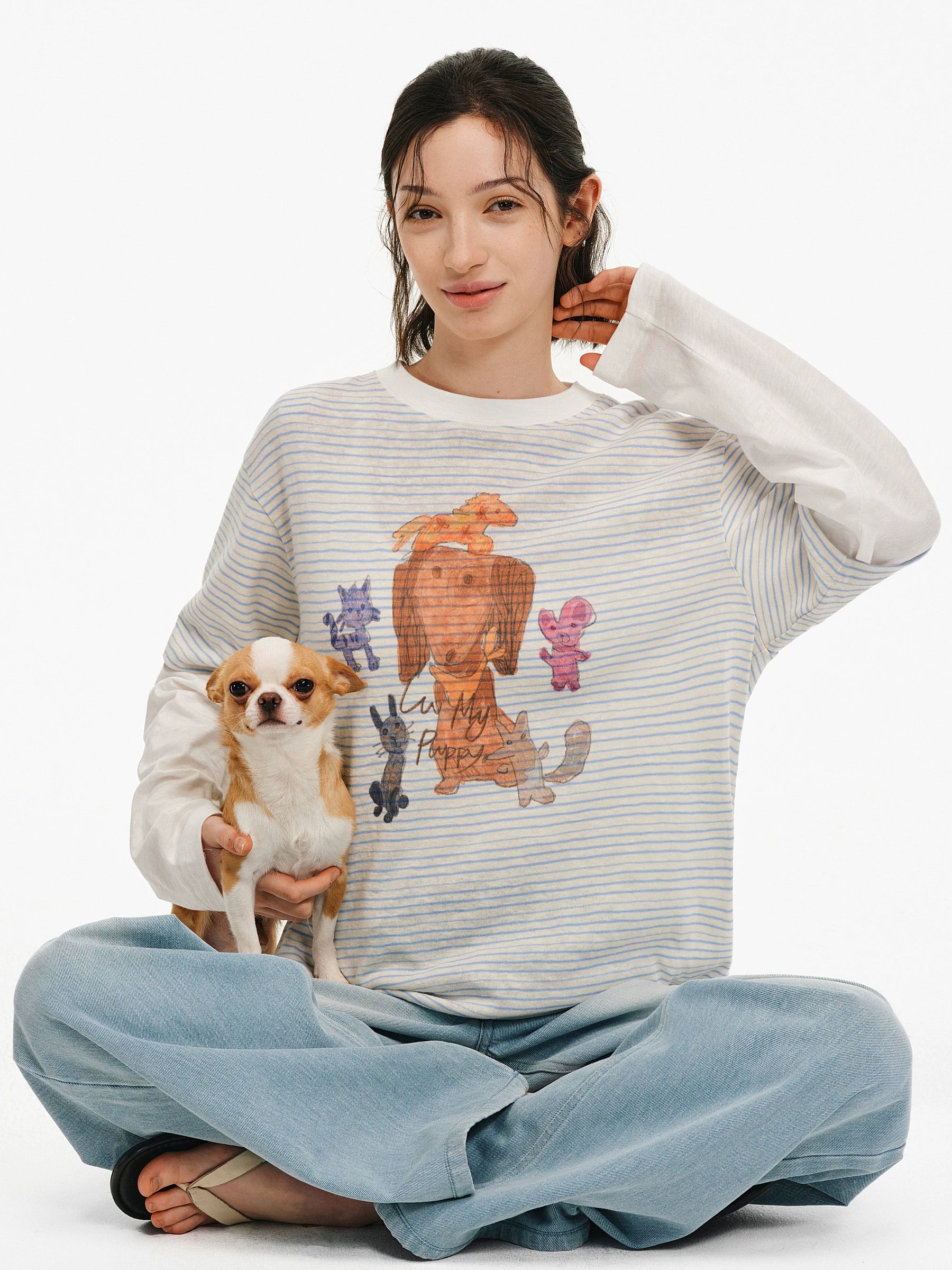 Striped Graphic Layered Long-Sleeve Tee