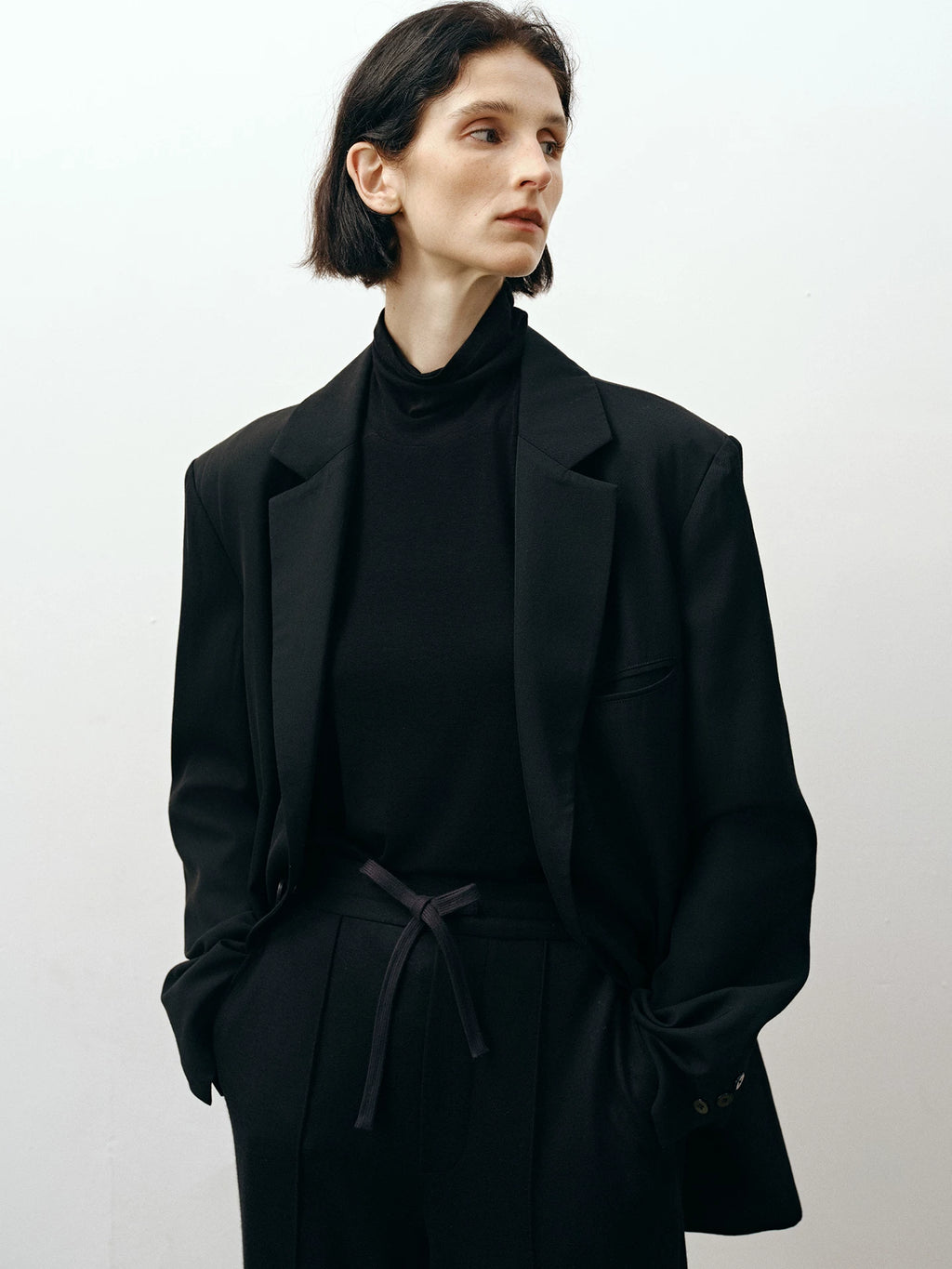 Raw Wool Blend Tailored Blazer