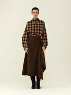 Wool-Blend Asymmetrical Wrap Skirt