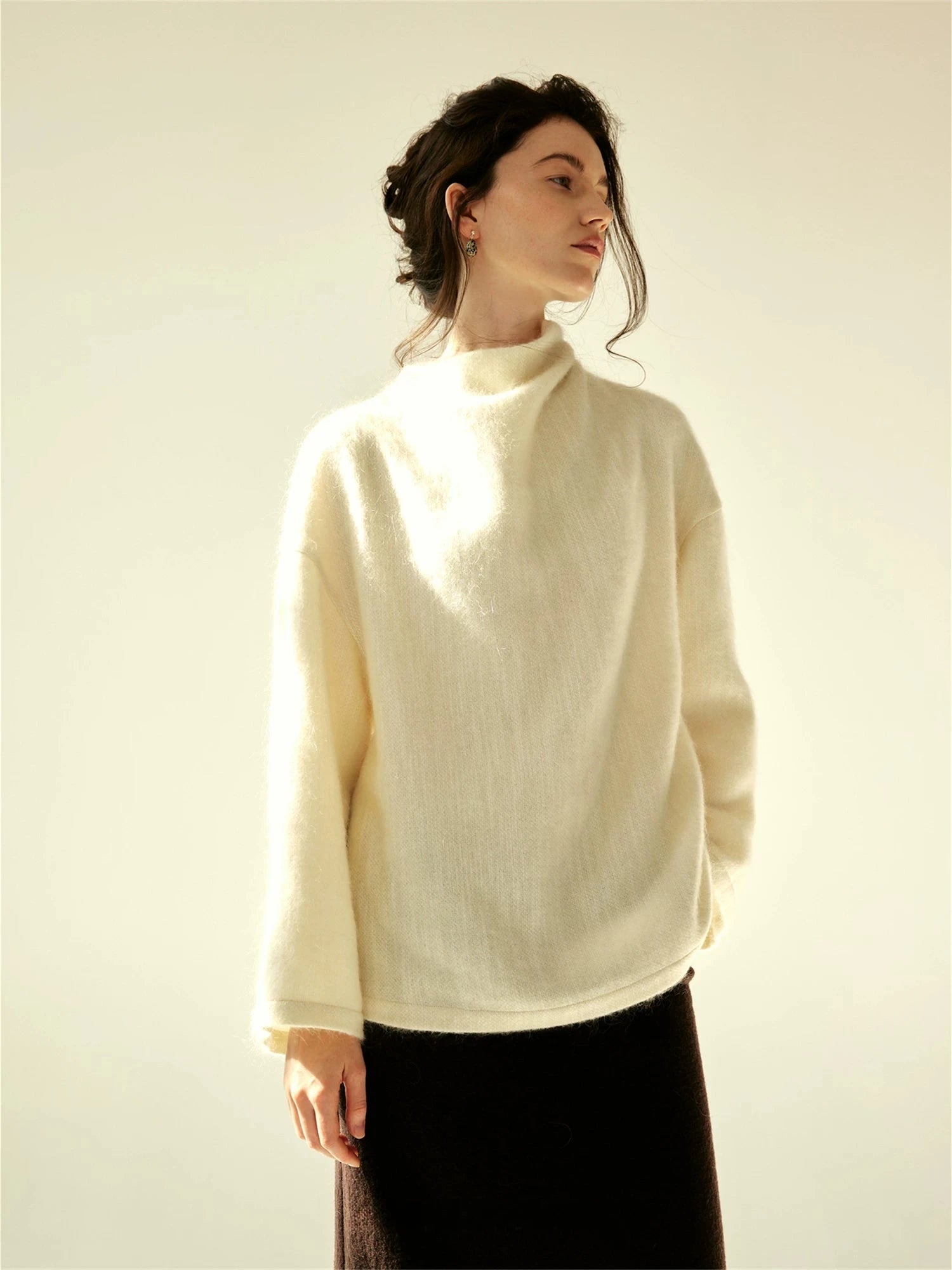 Mohair Curved Sleeve Pullover