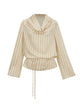 Silk Blend Striped Cowl Neck Shirt