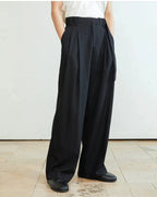 Double-Pleated Ribbon-Waist Trousers