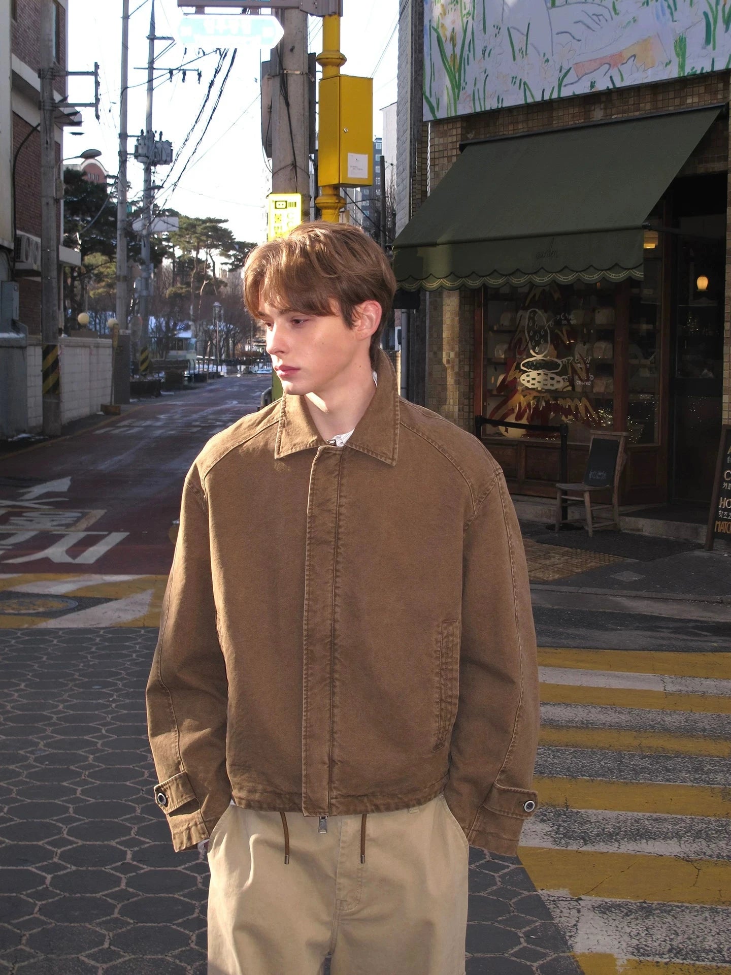 Washed Cotton Canvas Utility Jacket