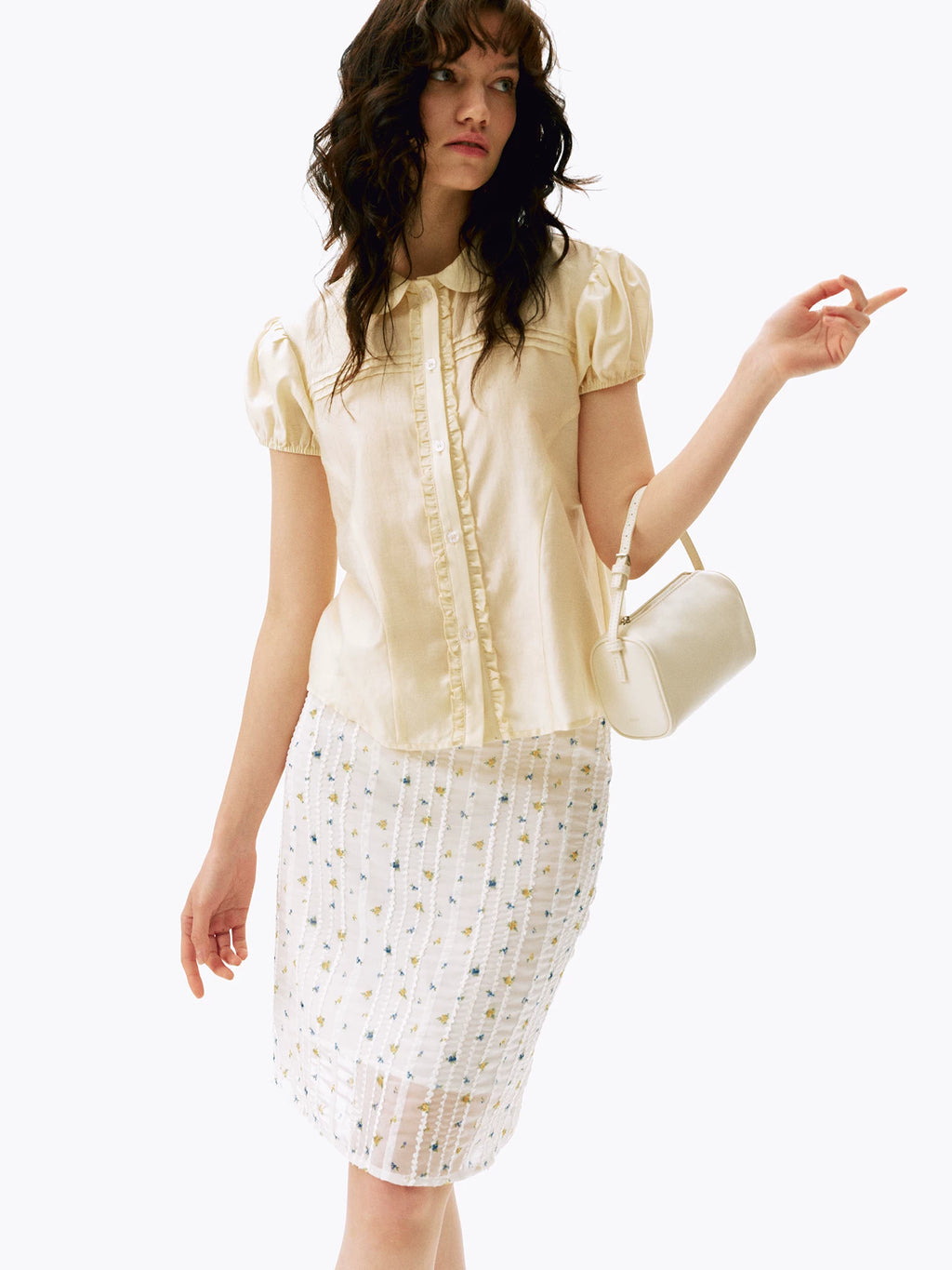 Floral Textured Midi Skirt
