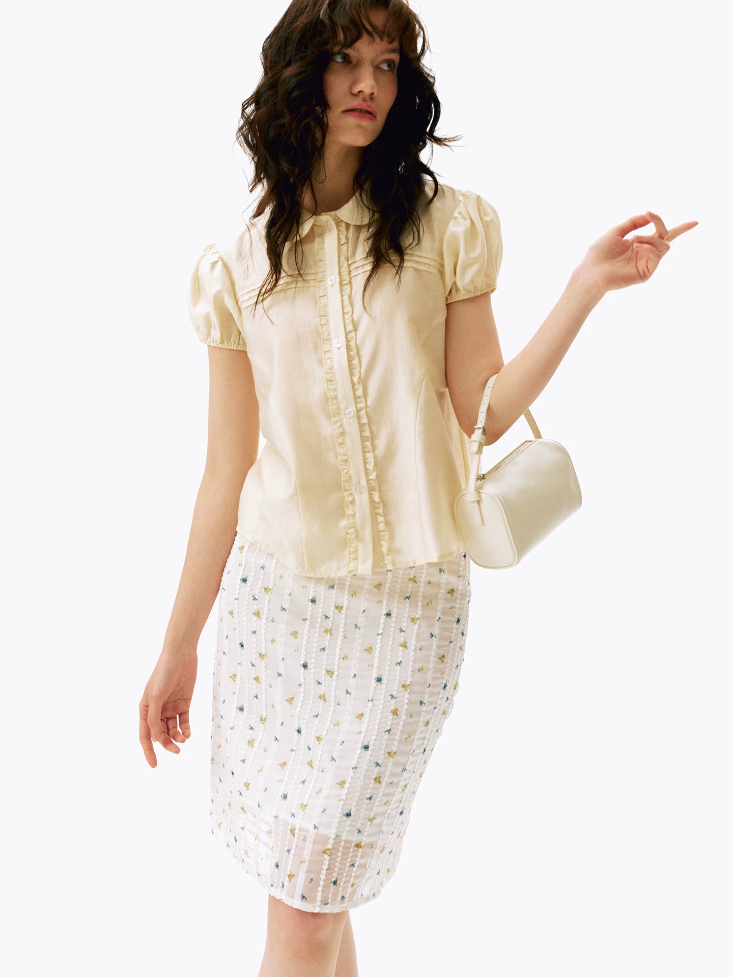 Floral Textured Midi Skirt