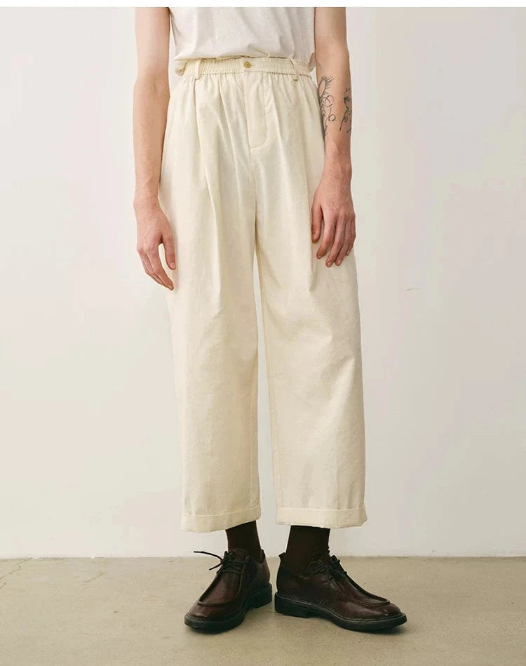 Cotton Hemp Pleated Balloon Trousers