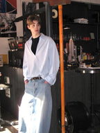 Oversized V-Neck Poplin Shirt