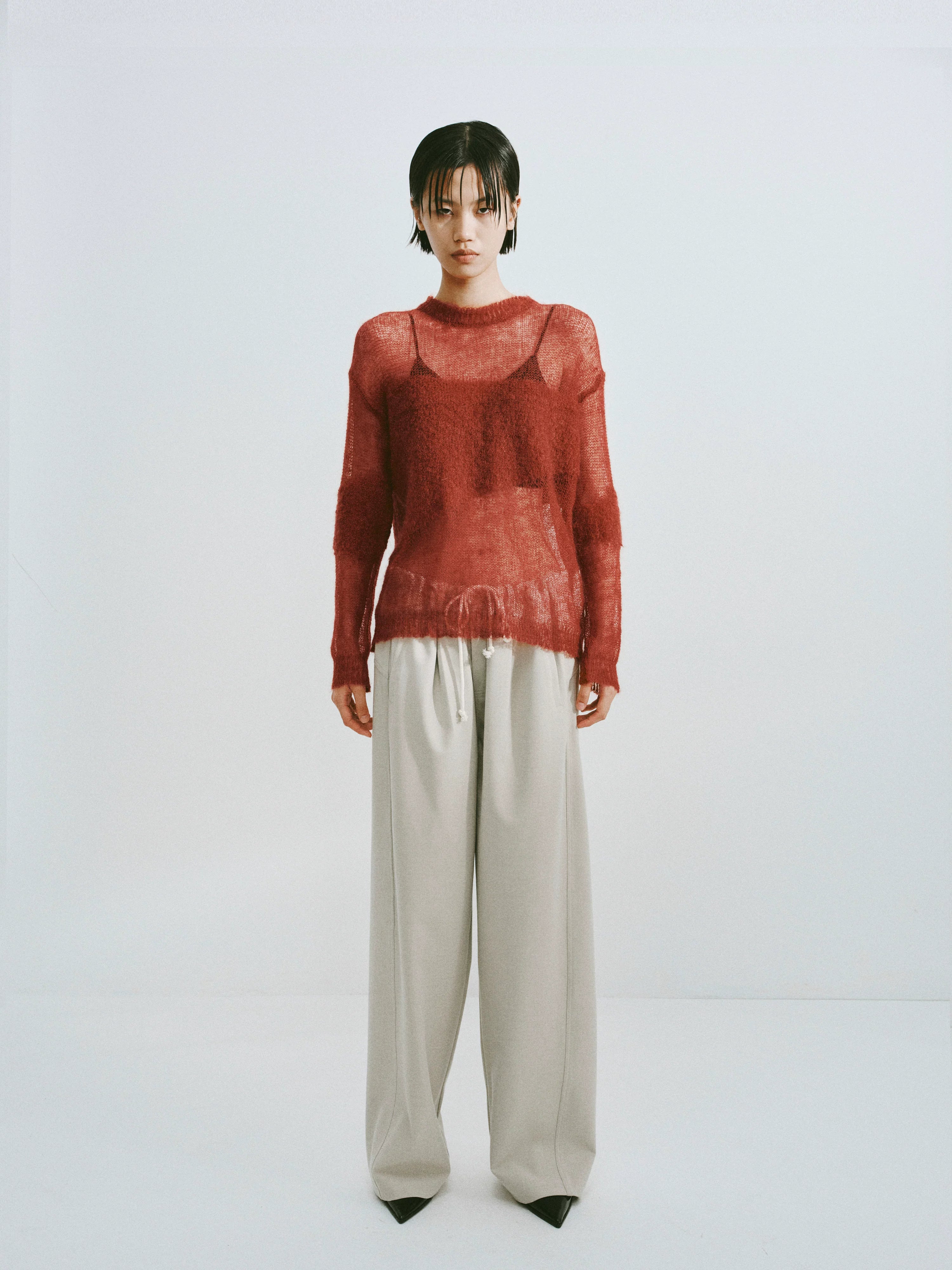 Sheer Mohair Knit Pullover