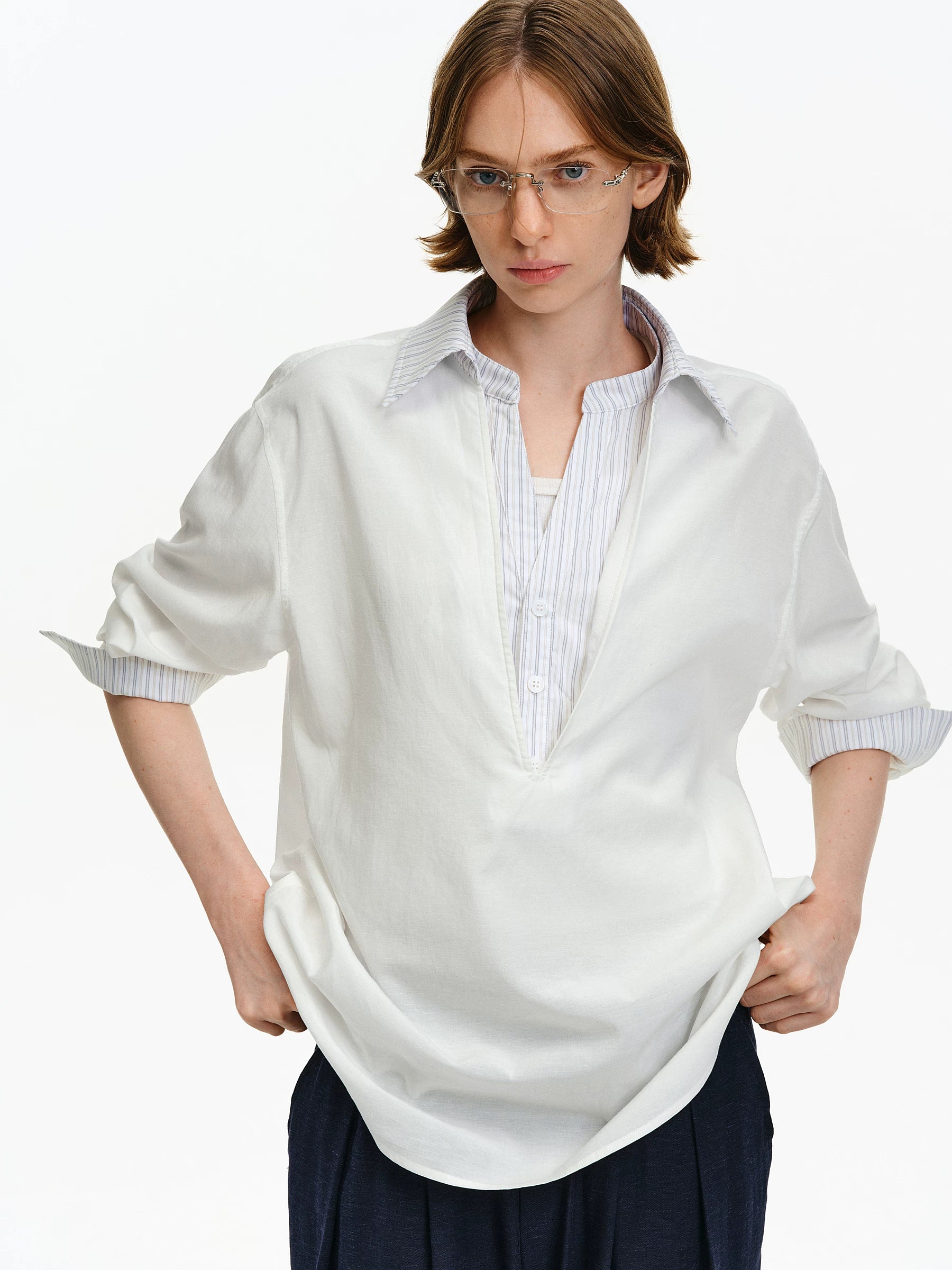 Layered Patchwork Oversized Shirt