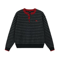 Striped Wool-Blend Henley Sweater