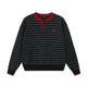 Striped Wool-Blend Henley Sweater