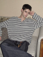 Striped Henley Long Sleeve Tee