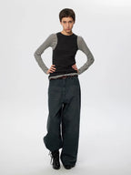 Distressed Patchwork Loose Fit Jeans