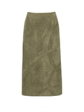 Suede Patchwork Midi Skirt