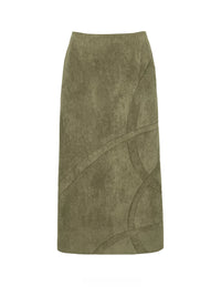 Suede Patchwork Midi Skirt