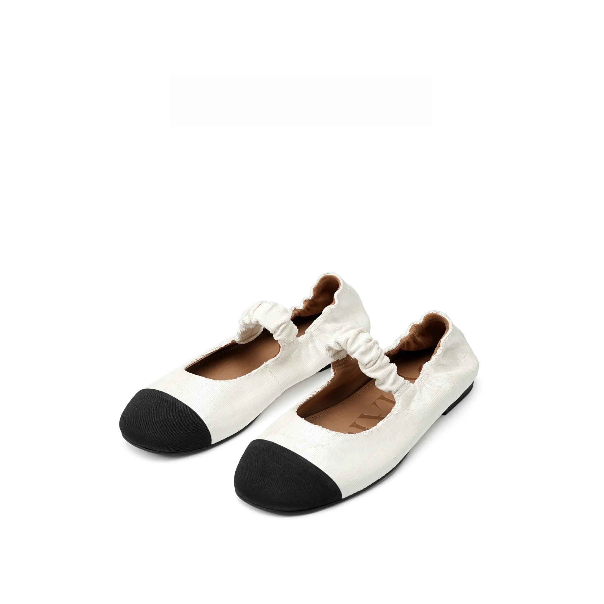 Textured Cap-Toe Mary Jane Flats