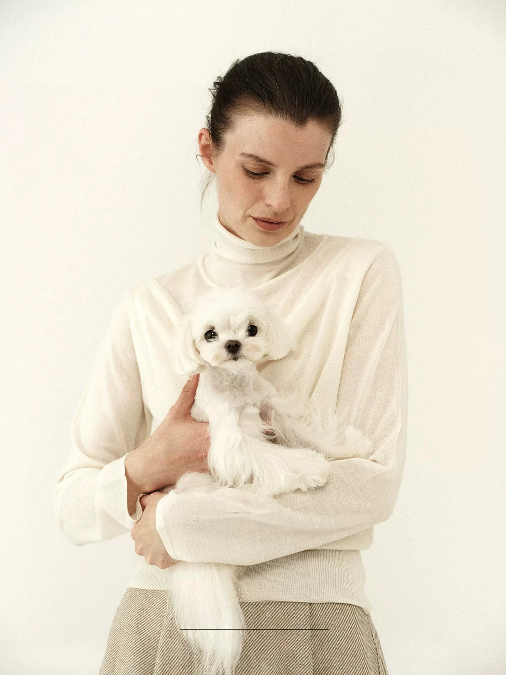Off-White Wool Mock Neck Sweater
