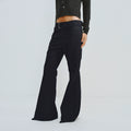 Plaid Flared Trousers With Draped Waist